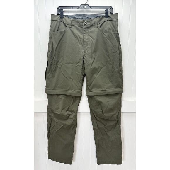 Eddie Bauer Convertible Tech Pants Mens 36 Green Nylon Hiking Zip Off Shorts - Picture 1 of 12